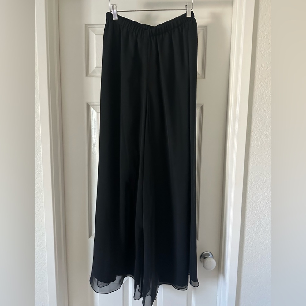 Black Wide-Leg chiffon evening pants 8